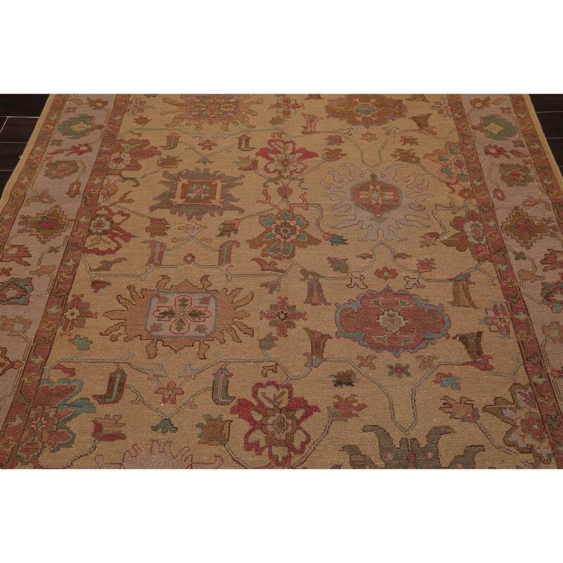 Hand Knotted Tan,Gray Soumak Wool Traditional Oriental Area Rug (6x9) - 6' x 8' 9''