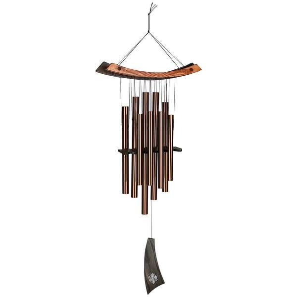Woodstock Percussion Healing Wind Chime - Outdoor Hanging Bronze Wind Bells - Ash and Teak Wood - Hangs 34"