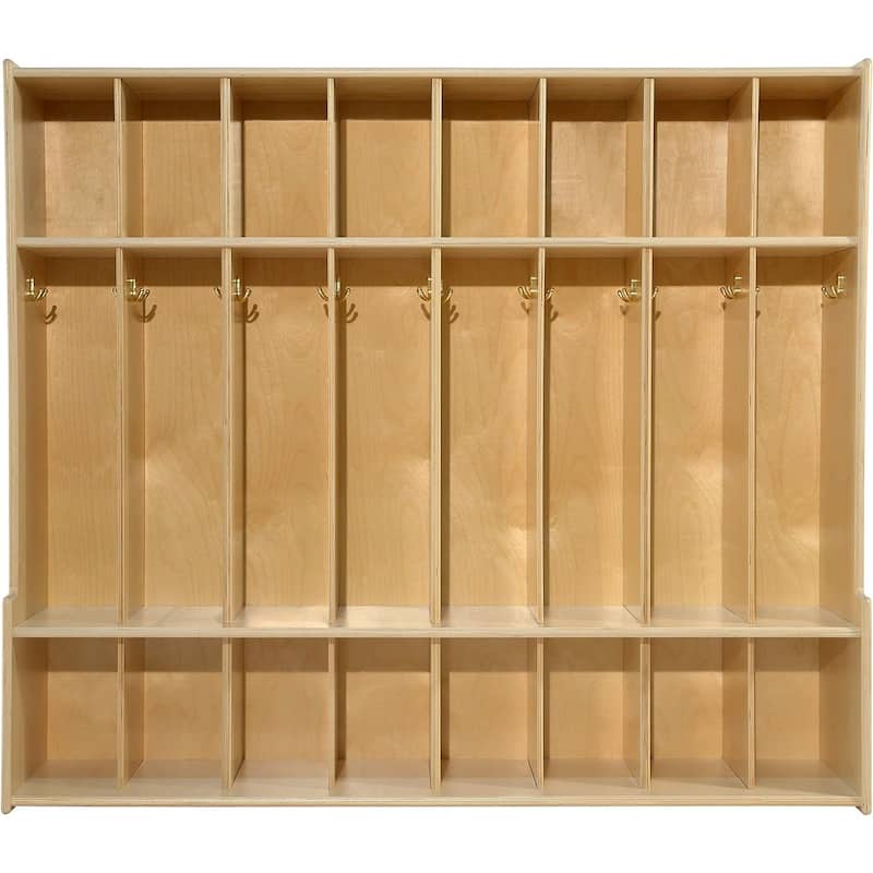 Contender 8 Section Coat Locker with Bench & Cubby Storage, Wooden Backpack Cubby Storage Organizer with Hooks