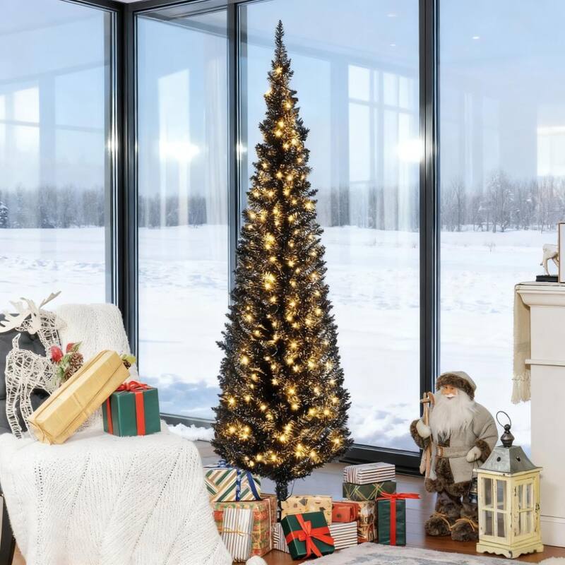 Black 6FT Pencil Christmas Tree