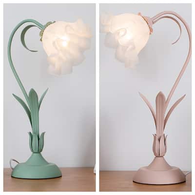Flower Shaped Accent Table Lamp Frosted Glass