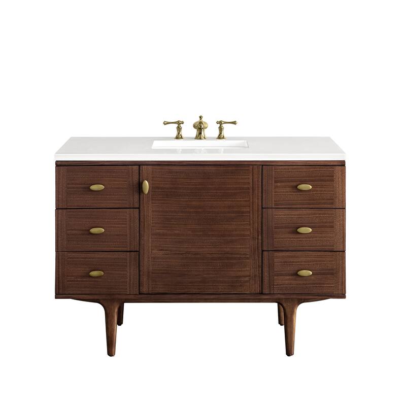 James Martin Vanities Amberly 48" Single Vanity, Mid-Century Walnut