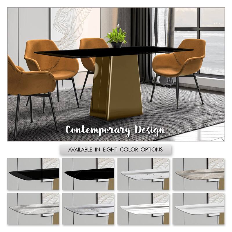Quinix Rectangular Dining Table with Sintered Stone/Glass Top