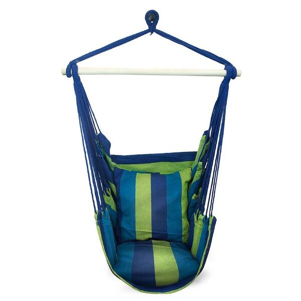 slide 2 of 6, Hanging Rope Hammock Chair Swing Seat for Any Indoor or Outdoor Spaces Dark Blue