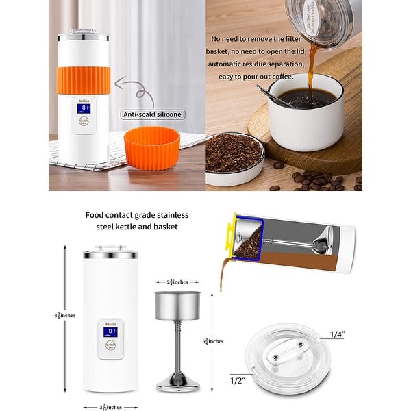 Portable Coffee Maker 8 OZ Single Cup Coffee Percolator Tea Maker