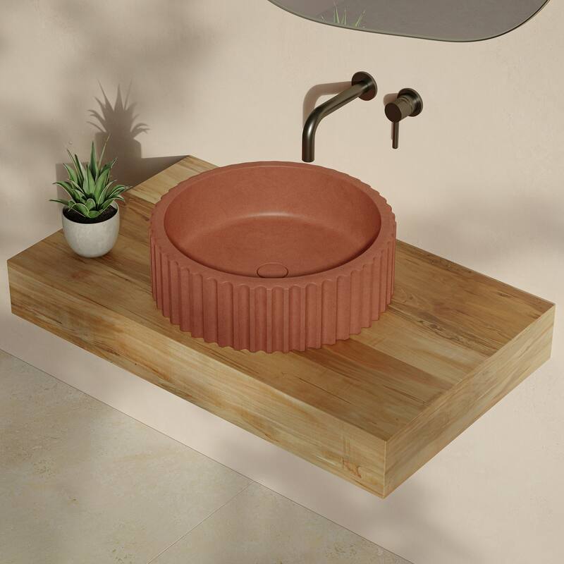 Lafayette 16" Round Concrete Vessel Sink In Terracotta - 16