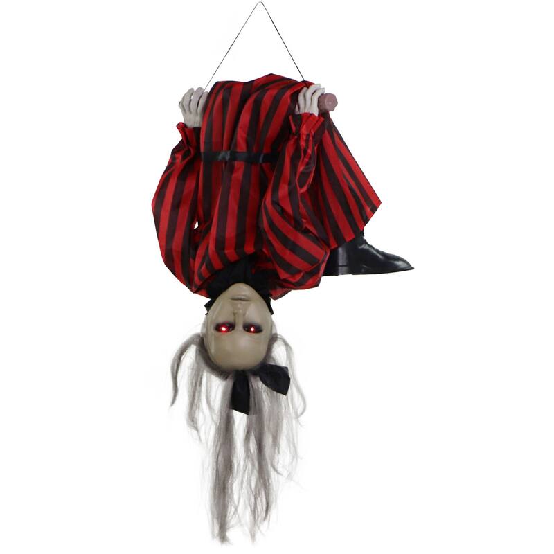 Haunted Hill Farm Drucilla the Animatronic Upside-Down Zombie Woman, Sound, and Light-Up Eyes for Halloween Decoration