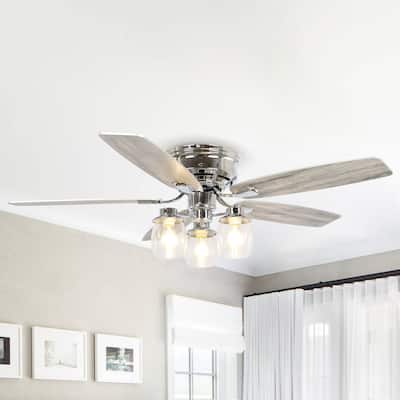 52 in. Indoor Chrome Downrod Mount Chandelier Ceiling Fan With Light and Remote Control