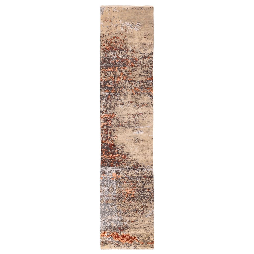 ECARPETGALLERY Hand-knotted Legacy Beige Silk, Wool Rug - 2'6 x 12'8