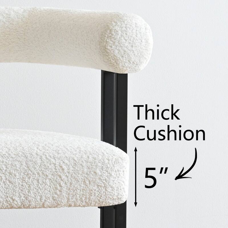 Boucle Beige Upholstered Arm Chair(Set of 2)