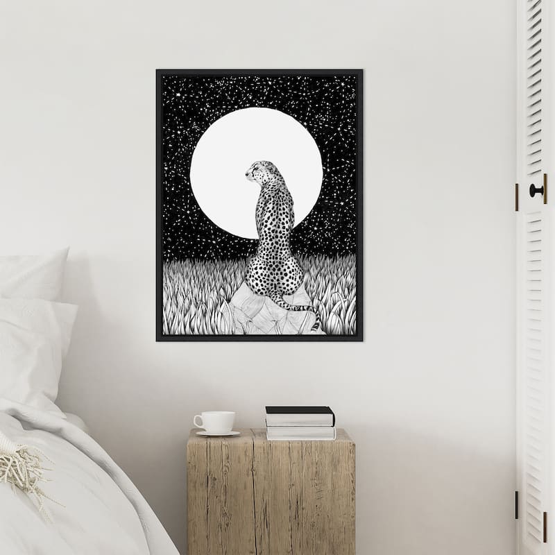 Cheetah Moon Large by Ec Mazur Framed Canvas Wall Art