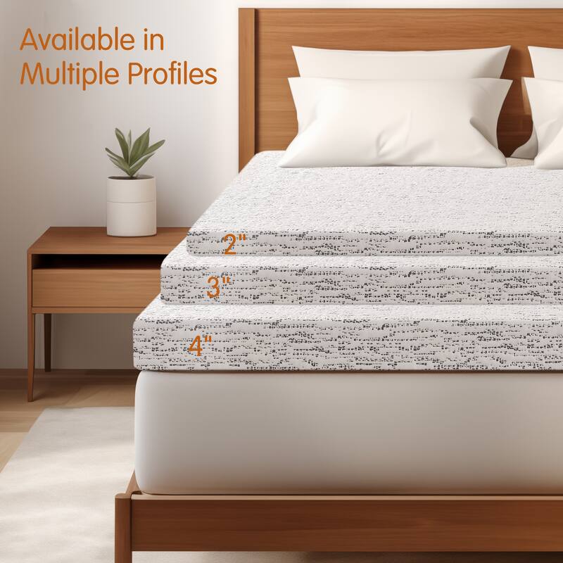 Subrtex 2,3 or 4 inch Gel-Infused Memory Foam Mattress Topper with Removable Cooling Cover