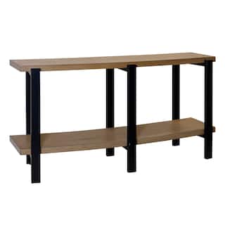 StyleCraft Curved Console Table - Brown and Black Finish