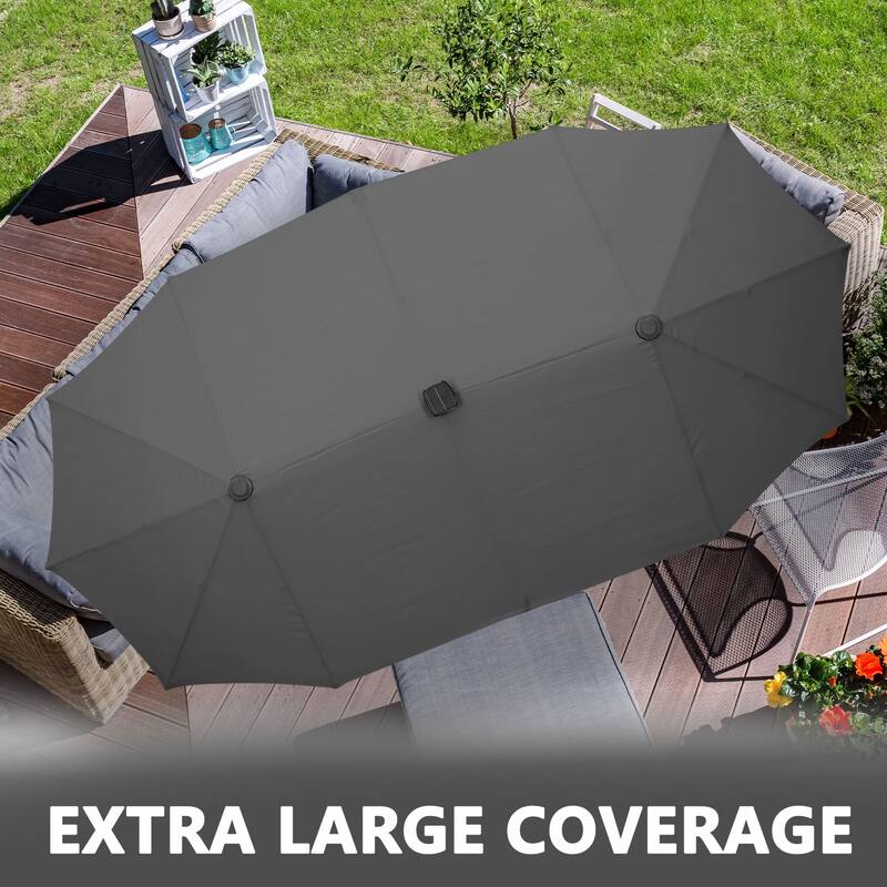 Autlaycil 13 ft Patio Umbrella with Crank Outdoor Umbrella with Base