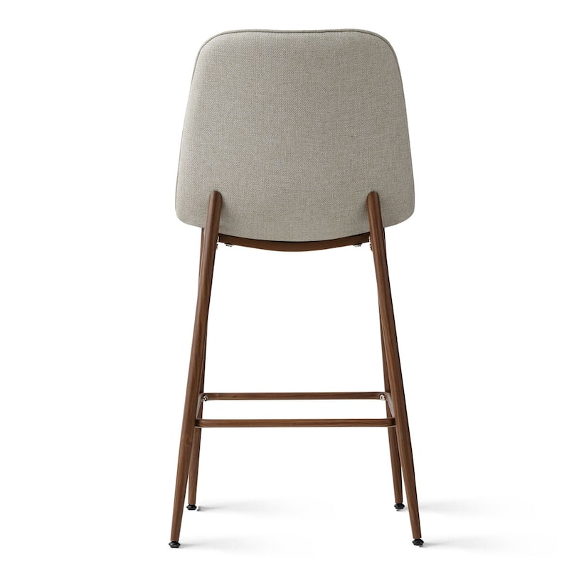 26" Seat Height Upholstered Counter Height Bar Stools with Walnut Metal Leg (Set of 3)