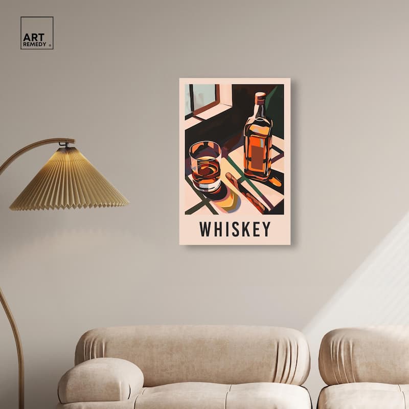 Whiskey Poster Canvas by Art Remedy, Gallery Wrapped