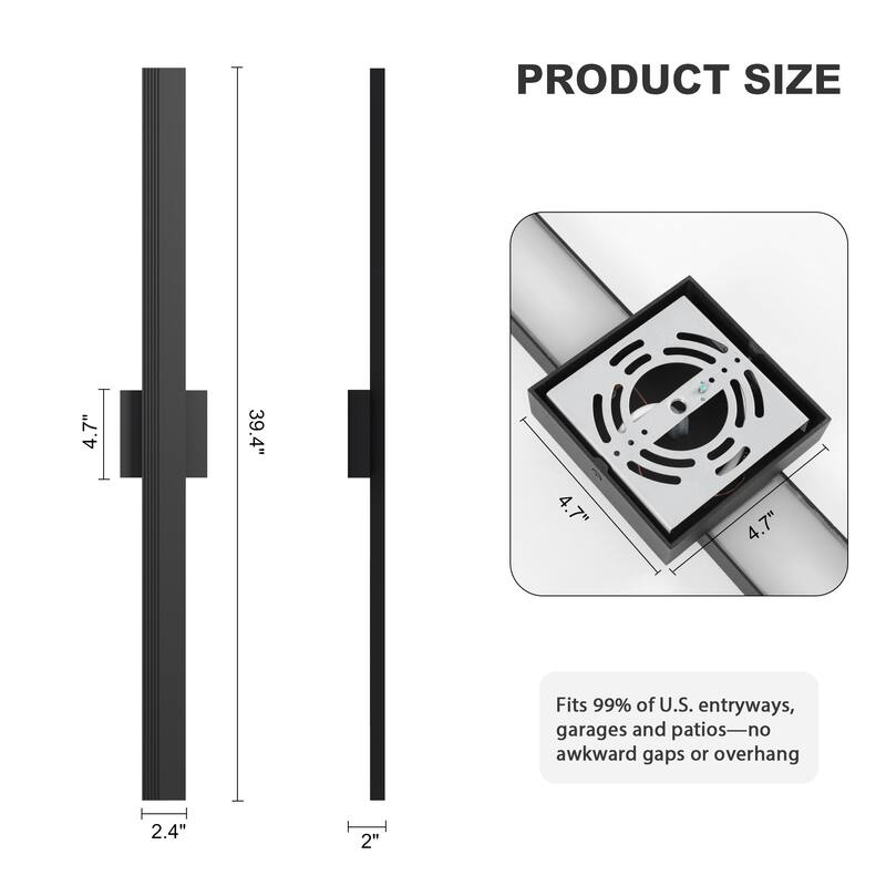 Aluminum LED Outdoor Wall Lights Matte Black with Linear Texture