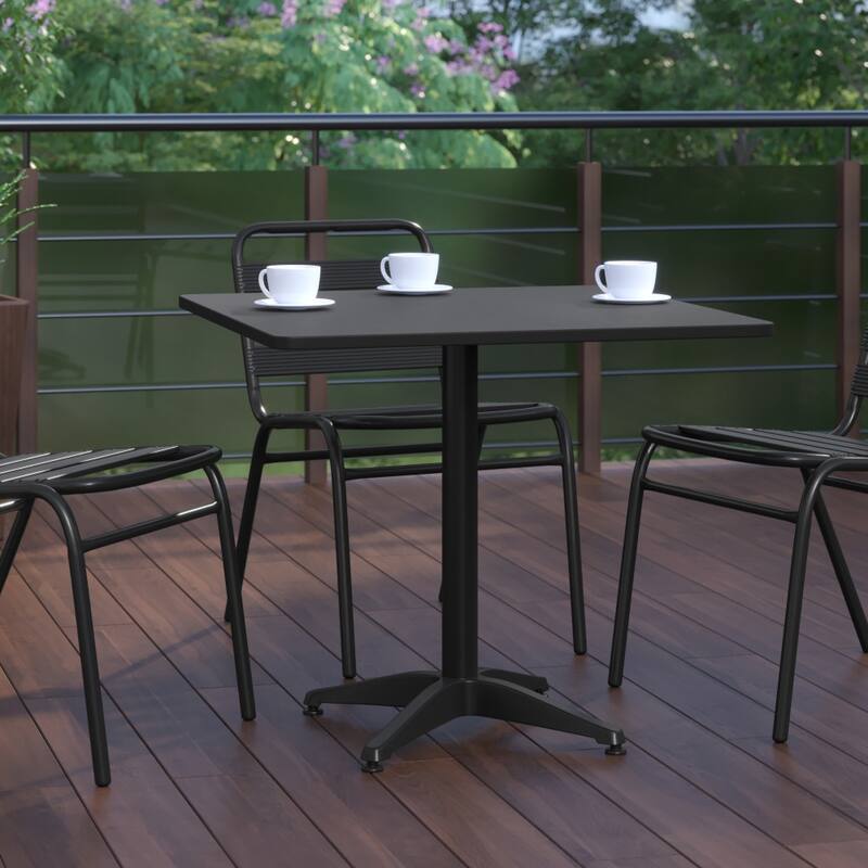 31.5" Square Aluminum Smooth Top Indoor-Outdoor Table with Base