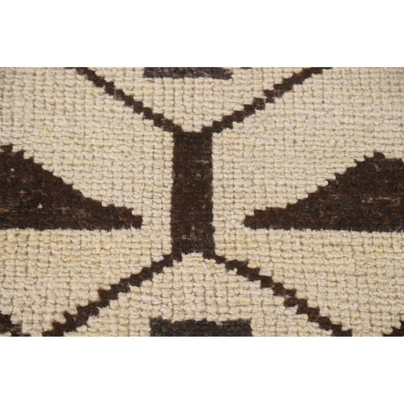 Natural Dye Beige Tribal Anatolian Runner Rug Handmade Wool Carpet - 3'6"x 11'4"