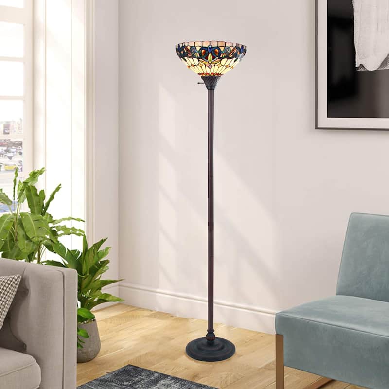 Tiffany-Style Victorian Design 1-light Dark Bronze Floor Lamp