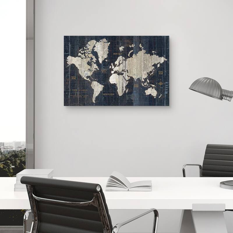 World Map Blue by Wild Apple Portfolio Canvas Art Print