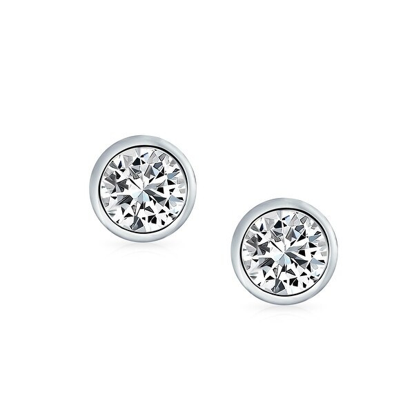 bezel set cubic zirconia stud earrings