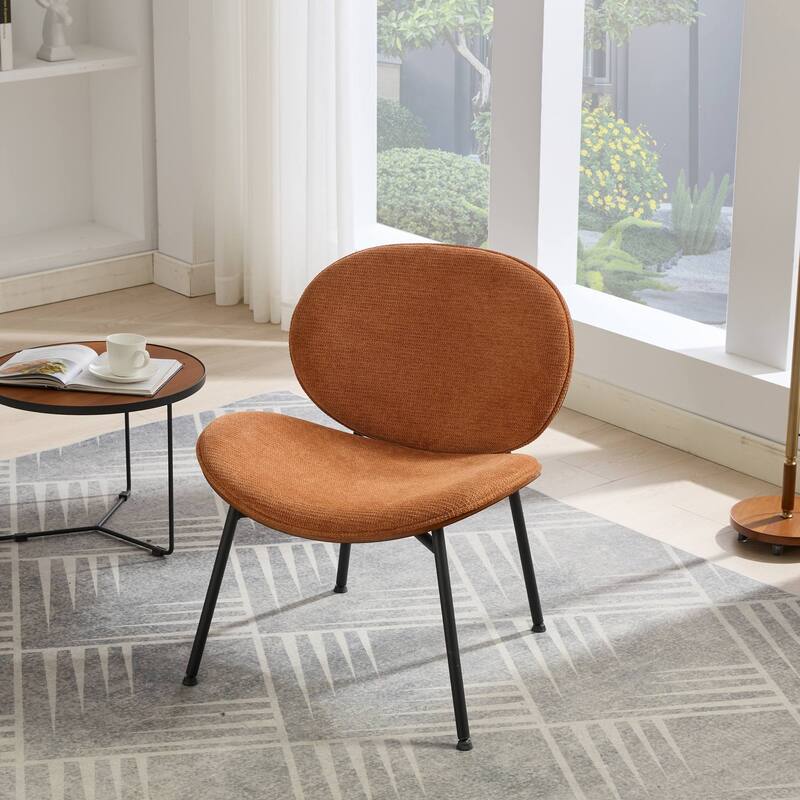 GDF Studio - Shells Mid-Century Modern Fabric Lounge Chair with Walnut Wood Base and Comfortable Curved Backrest