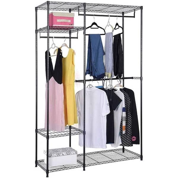 4 Tiers Clothing Storage Rack Clothing Storage Rack Quality Iron Black