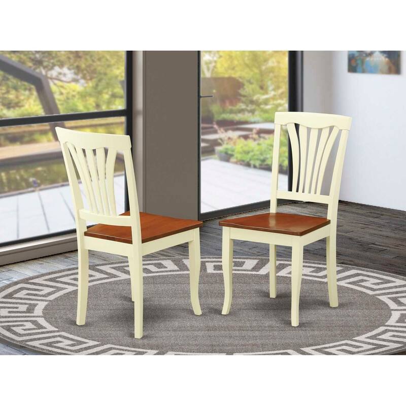 Modern Dining Chairs - Set of 2 - Wood Seat - Black Cherry Finish - Kitchen Chairs