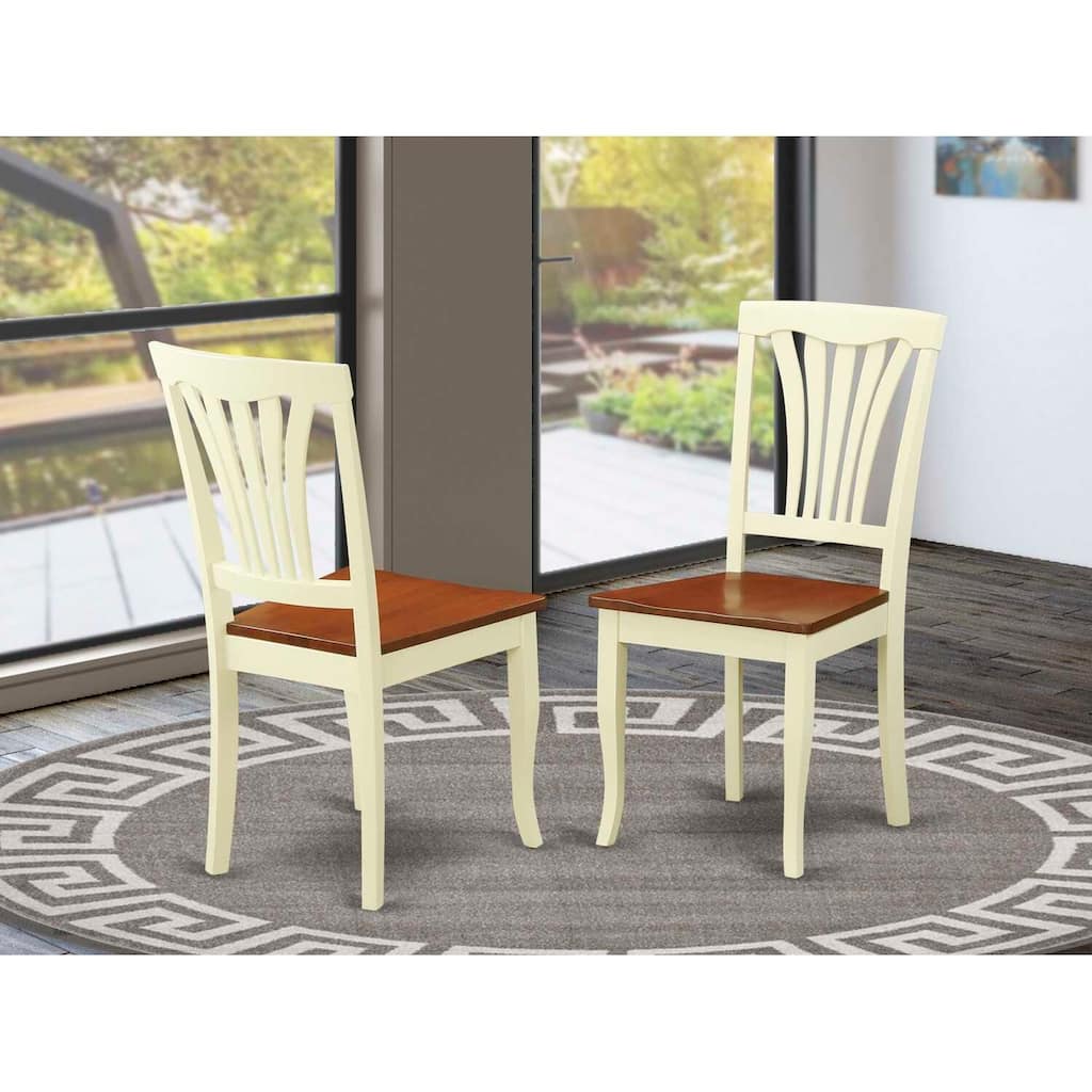 Modern Dining Chairs - Set of 2 - Wood Seat - Black Cherry Finish - Kitchen Chairs