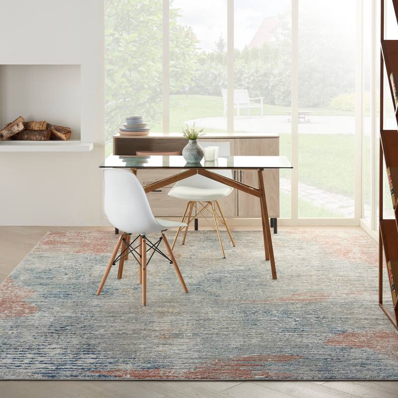 Nourison Concerto Abstract Distressed Ivory Multicolor Area Rug - 8'10" x 11'10" - Ivory/Multi - Rectangle