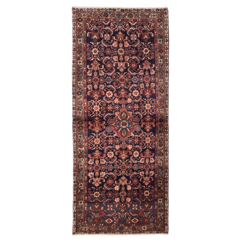 ECARPETGALLERY Hand-knotted Andelz Dark Navy Wool Rug - 3'8 x 9'3