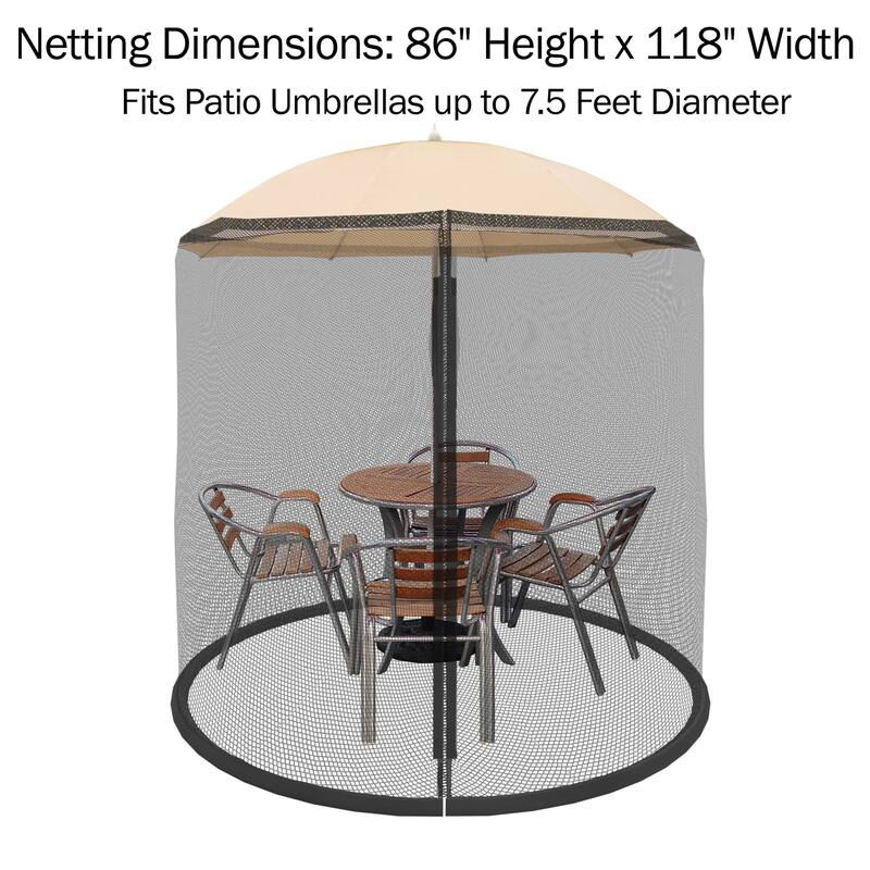 Pure Garden Black Zippered Bug Screen for 7.5-foot Outdoor Umbrella