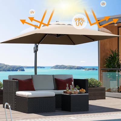 10' x 10' Cantilever Patio Umbrella with Weighted Base for Backyard, Deck, Pool