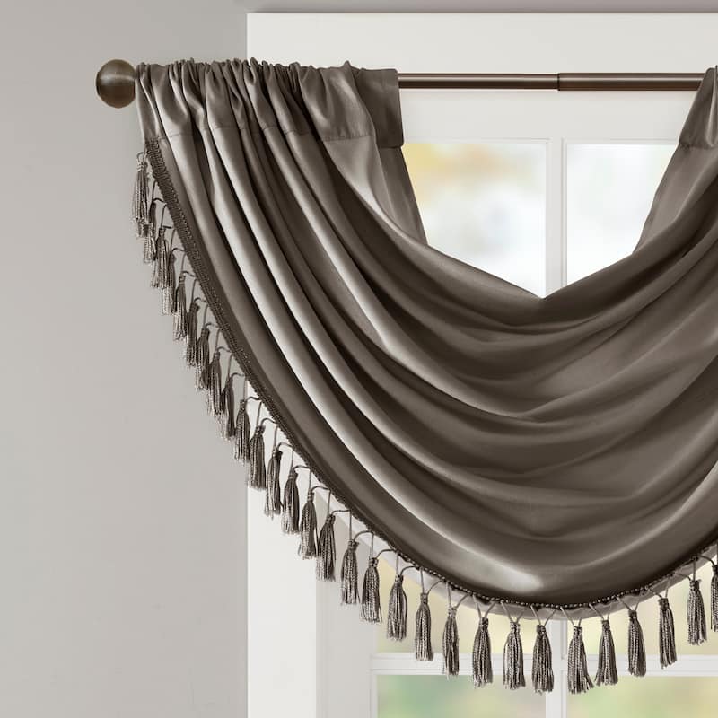 Madison Park Juline Faux Silk Waterfall Embellished Valance - 38 x 46"
