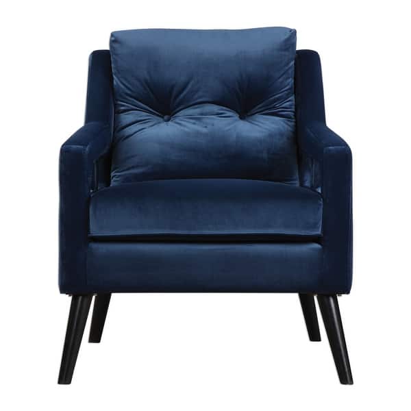 slide 2 of 7, Uttermost O'Brien 28 Inch Wide Wood Frame Accent Chair with Fabric - Blue Velvet Blue Velvet