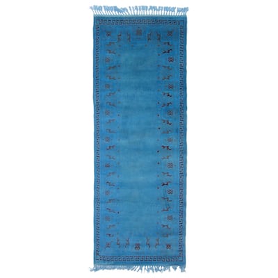 ECARPETGALLERY Hand-knotted Color Transition Blue Wool Rug - 2'9 x 6'11