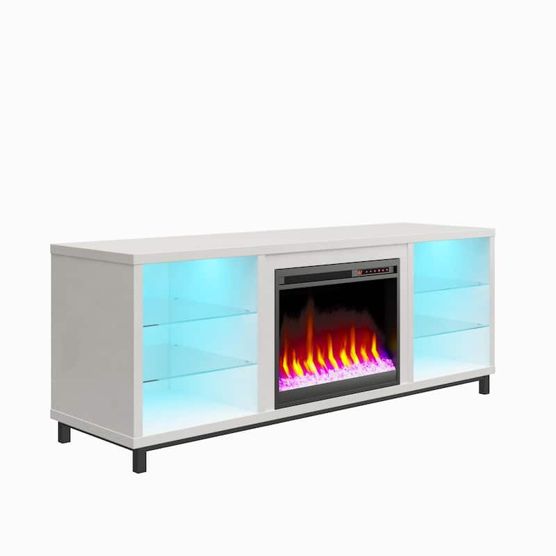Avenue Greene Westwood Fireplace TV Stand TVs up to 70 Inches Wide - White Plaster