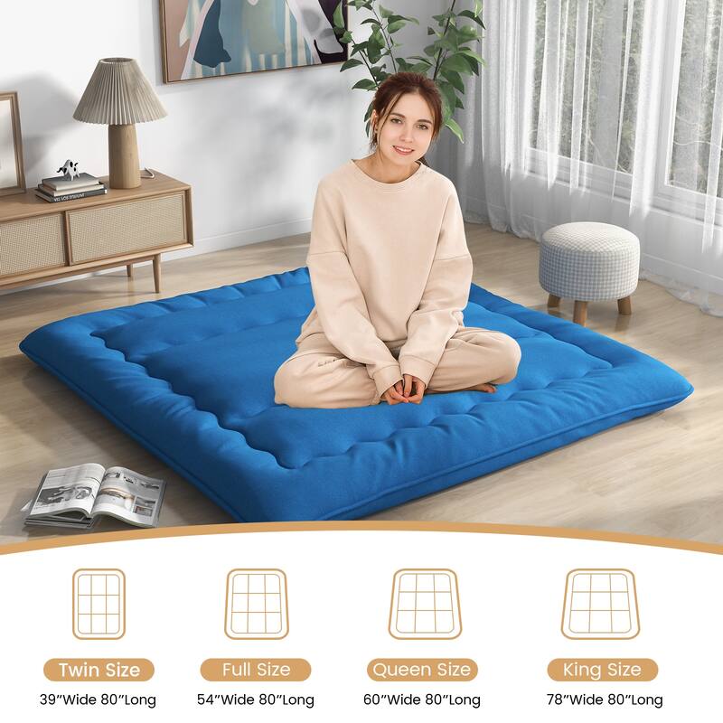 Futon Mattress Floor Sleeping Pad with Washable Cover