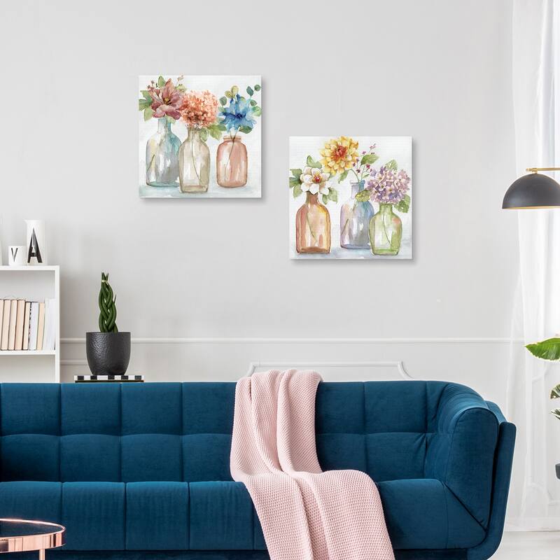 Pastel Country Flowers, Pastel Farm Flowers by Nan Canvas Art Prints