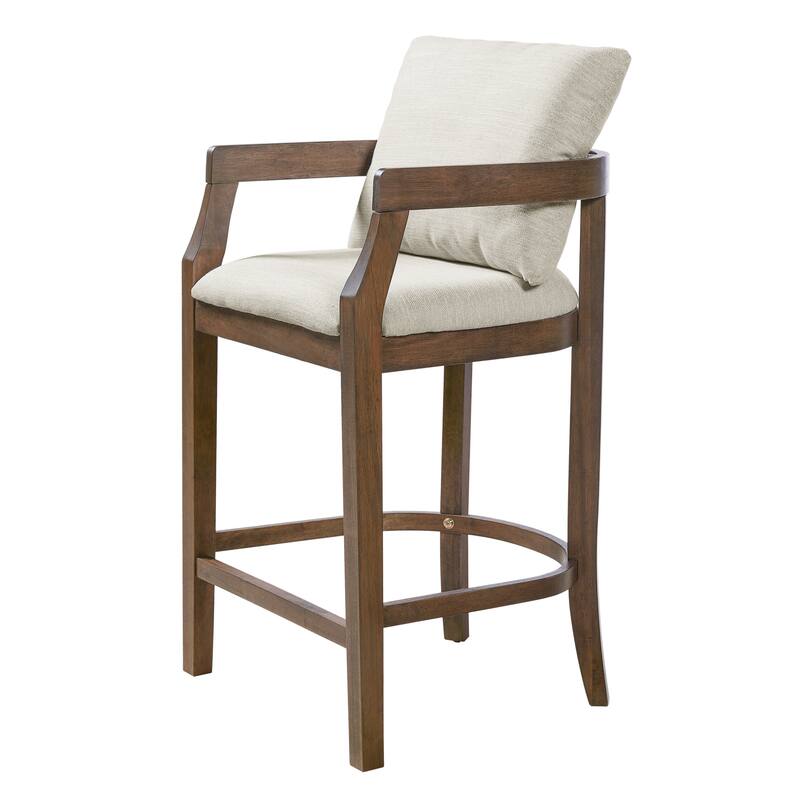 Christopher Knight Home - Rosdale Modern Upholstered Counter Height Bar Stool with Armrests, Padded Seat & Backrest, Set of 2