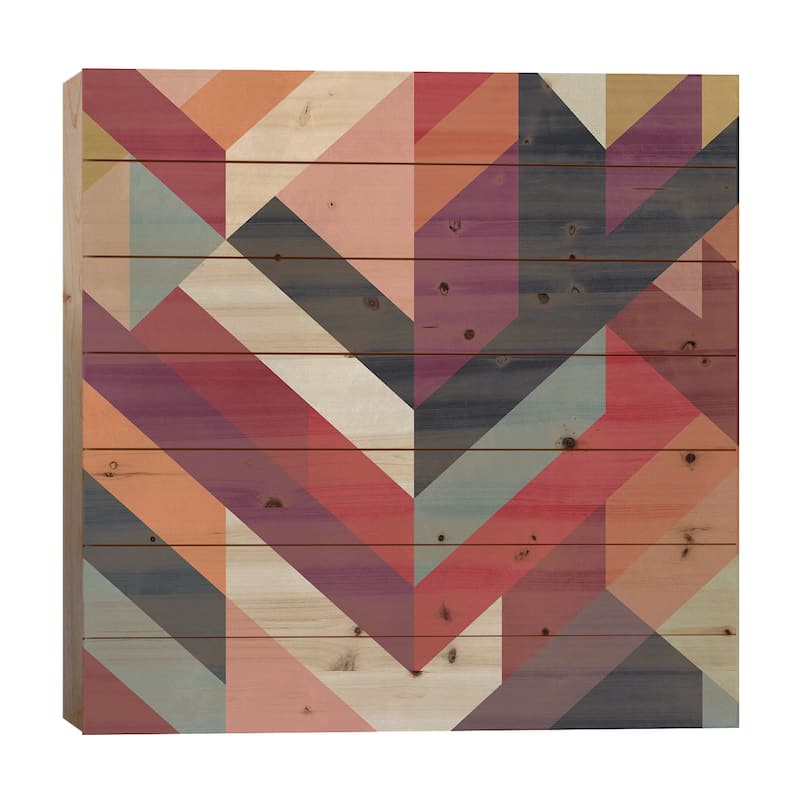 Meeting Of Diagonals II Print On Wood by Angel Estevez - Multi-Color - 26x26x1.5
