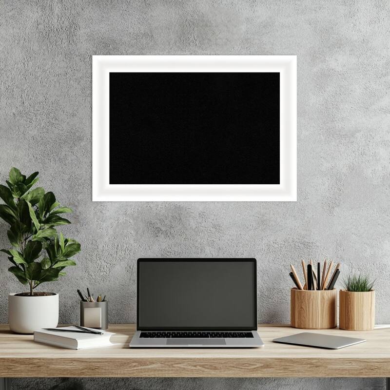 Oliver White Narrow Wood Framed Cork Board - Bulletin Board, Organization Board, Pin Board