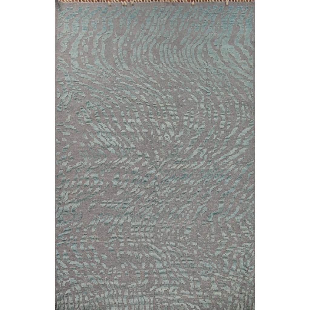 All-Over Abstract Moroccan Area Rug Hand-Knotted Wool Carpet - 9'9"x 12'4"