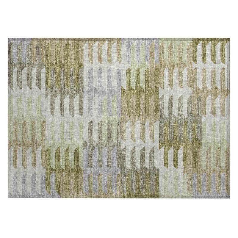 Machine Washable Indoor/ Outdoor Modern Stacks Chantille Rug