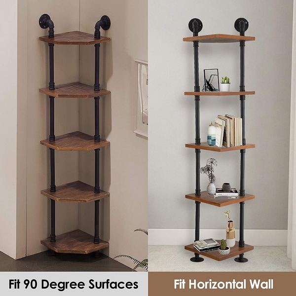 Wall mounted pipe outlet shelves