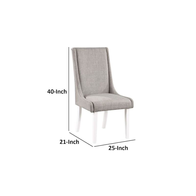 White/Gray Fabric Upholstered Wood Frame Dining Chair, Set of 2, Sturdy Dining Chair for Dining Rooms - 19.5
