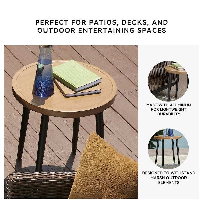 Signature Design by Ashley Horizon Hall Brown/Black Outdoor End Table - 22.13" W x 22.13" D x 22.88" H