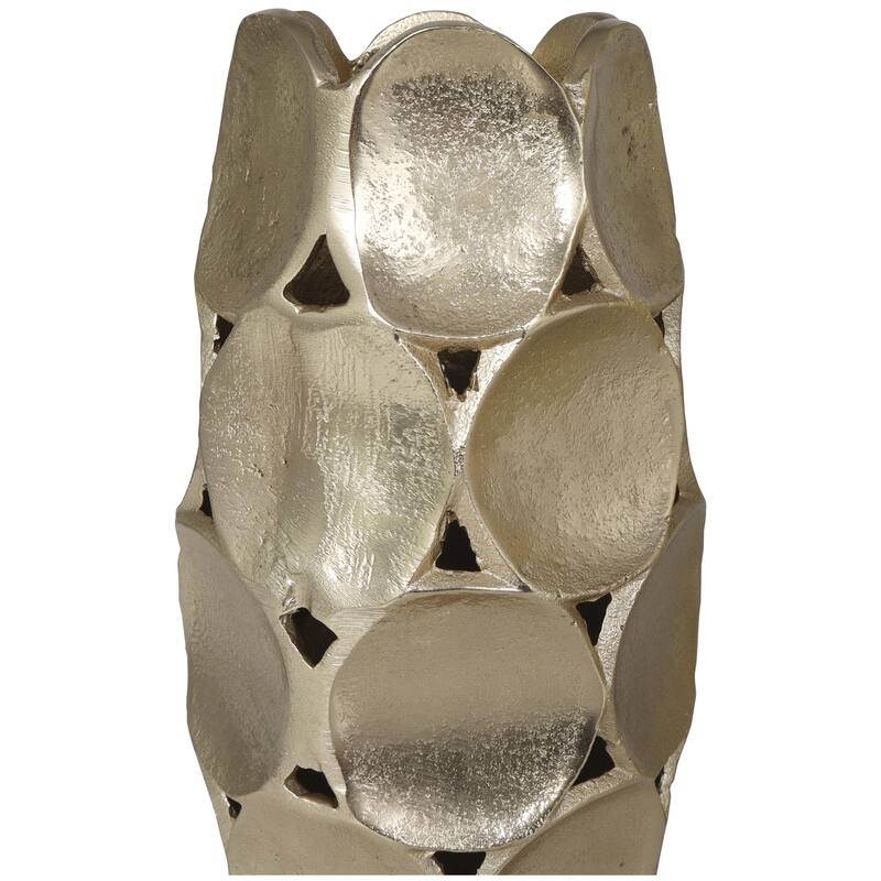 Aluminum Metal Geometric Open Framed Decorative Vase with Circular Plates - Set of 2 Gold or Silver - Roche River Decor