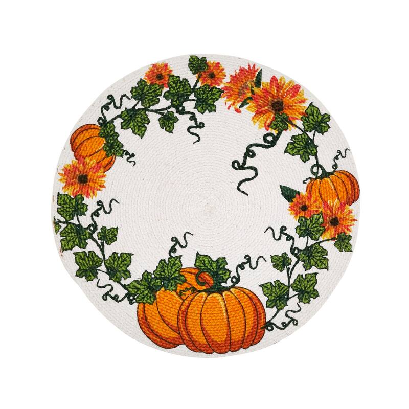 Pumpkin Patch Placemat (Set of 4) - 15"x15" - Ivory - Set of 4 - 15"x15"